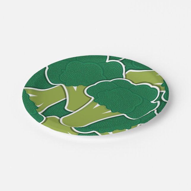 Funky broccoli paper plate (Angled)
