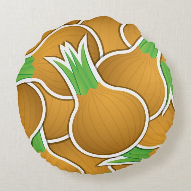 Funky brown onions round cushion (Back)