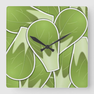 Funky brussel sprout square wall clock