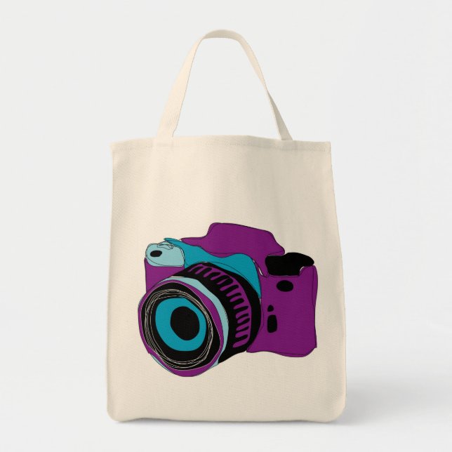 Funky camera graphic illustration tote bag (Front)