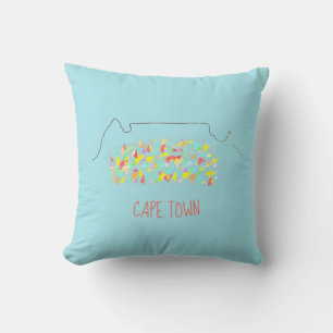 Funky Cape Town Table Mountain Colorful Contour Cushion