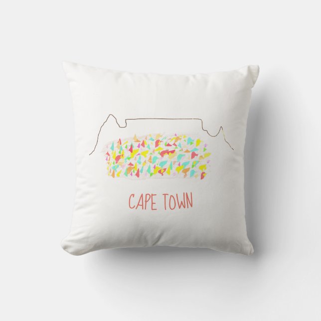 Funky Cape Town Table Mountain Colourful Contour Cushion (Front)