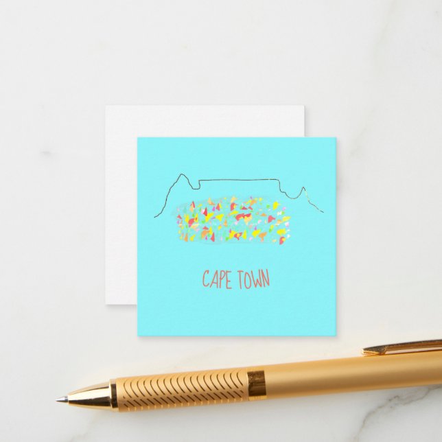 Funky Cape Town Table Mountain Colourful Enclosure Card (Front/Back In Situ)