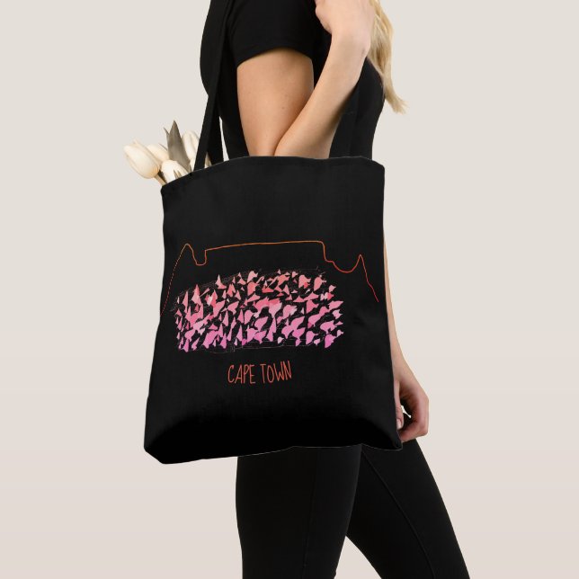 Funky Cape Town Table Mountain Colourful Tote Bag (Close Up)