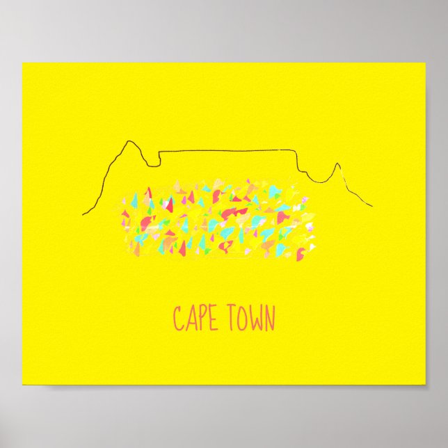 Funky Cape Town ZA Table Mountain Colorful Poster (Front)