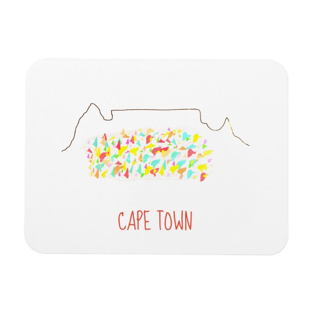 Funky Cape Town ZA Table Mountain Colourful Magnet (Horizontal)