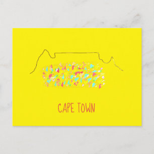 Funky Cape Town ZA Table Mountain Colourful Postcard