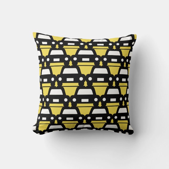 Funky Car / Auto Pattern Throw Pillow Cushion (Front)