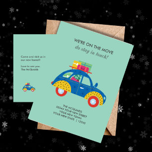 Funky Car Moving Home Announcement Postcard