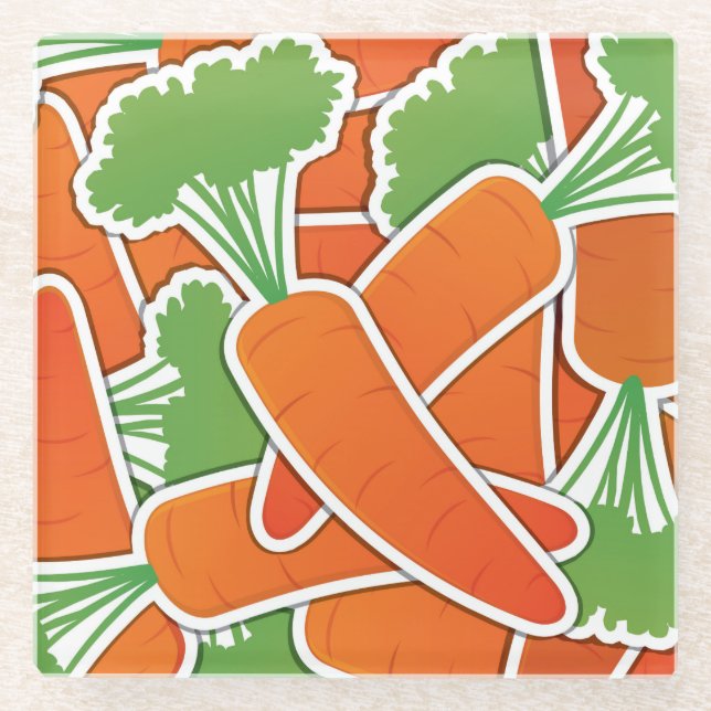 Funky carrot glass coaster (Front)