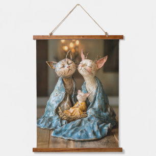 Funky Cat Nativity Hanging Tapestry