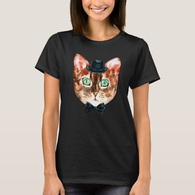 Funky Cat With Glasses T-Shirt (Front)