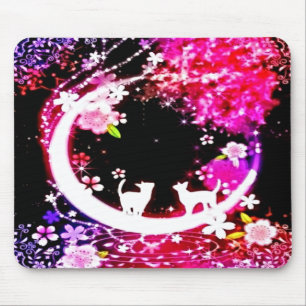 Funky Cats in Moon Garden Mouse Mat