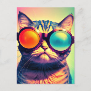 Funky Cat's Psychedelic Acid Dream World Postcard