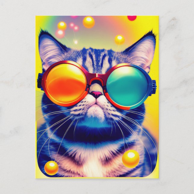 Funky Cat's Psychedelic DMT Adventure Postcard (Front)