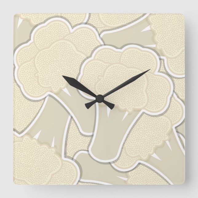 Funky cauliflower square wall clock (Front)