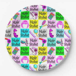 FUNKY, CHIC, AND UNIQUE HAIR STYLIST PAPER PLATE