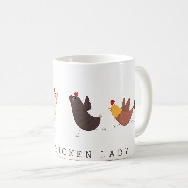 funky chicken crazy chicken lady mug (Front Right)