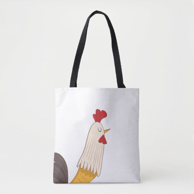 funky chicken doodle illustration cute tote bag (Front)