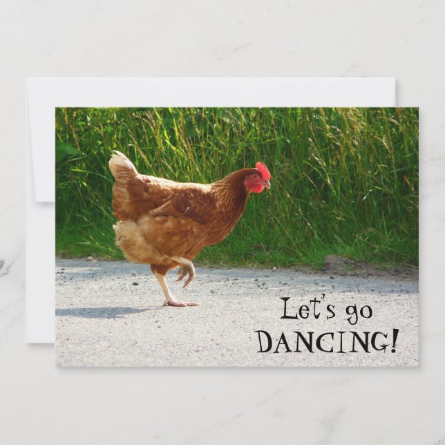 Funky Chicken - Let's Go Dancing! Invitation (Front)