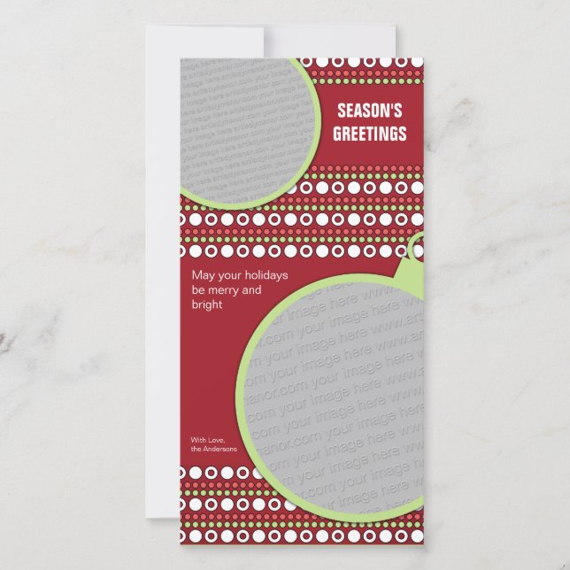 Funky Christmas Dots Photo Greeting Card (Front)