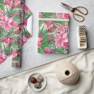 Funky Christmas Foliage Patterned Wrapping Paper