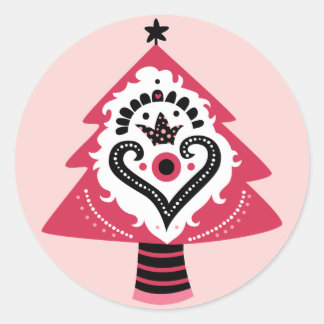Funky Christmas Tree Classic Round Sticker
