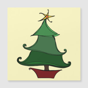 Funky Christmas Tree Sketch Magnetic Card