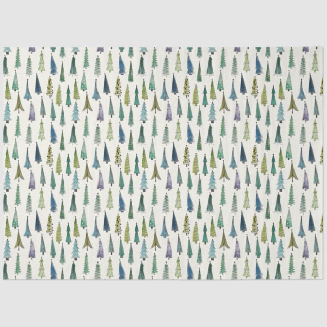 Funky Christmas Trees (Cute Illustrated Art) Tissue Paper (Front)