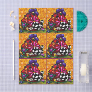 Funky Chunky Floral Chicken Colourful Decoupage Tissue Paper