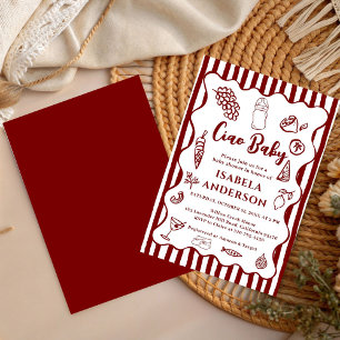 Funky Ciao Baby Hand Drawn Italian Baby Shower Invitation