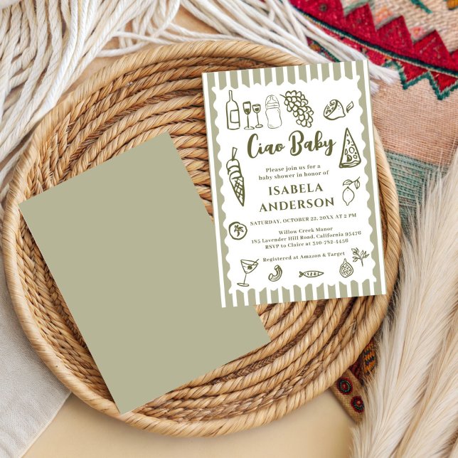 Funky Ciao Baby Hand Drawn Italian Baby Shower  Invitation (Creator Uploaded)