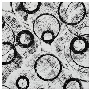 Funky Circle Fabric in Black and White