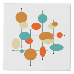 Funky Circles and Lines Mid Century Modern Faux Canvas Print