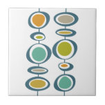 Funky Circles Mid Century Modern Colourful Retro Tile<br><div class="desc">This fabulous mid century modern decorative tile features two sets of funky abstract hanging circles in the colours of turquoise blue,  orange,  tan,  avocado green,  gold,  and blue. This will make a colourful addition to your home decor!</div>