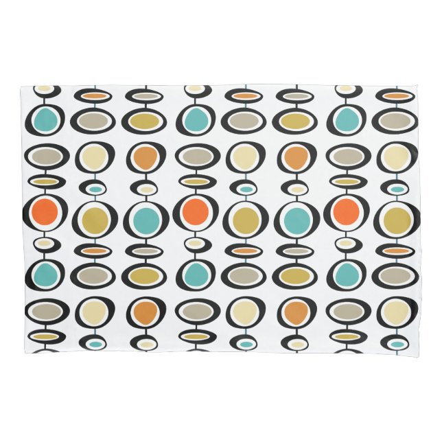 Funky Circles Mid Century Modern Pattern Pillowcase (Front)