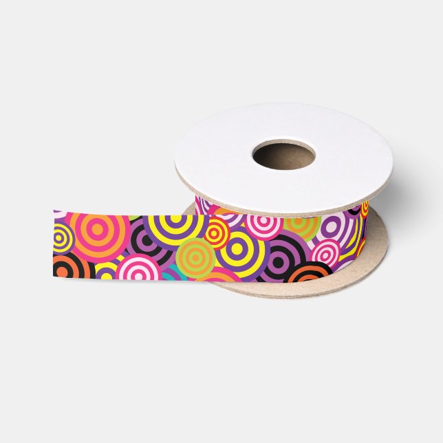 FUNKY CIRCLES PATTERN SATIN RIBBON (Spool)