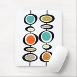 Funky Circles Turquoise Orange Black Mid Century Mouse Mat<br><div class="desc">This funky mid century modern mouse pad features circle shapes in the colours of turquoise blue,  orange,  gold,  tan,  cream,  and black This will make a fab addition to your desk!</div>