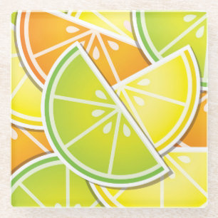 Funky citrus wedges glass coaster