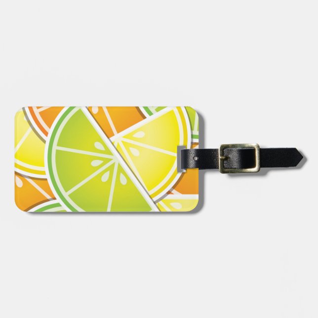 Funky citrus wedges luggage tag (Front Horizontal)