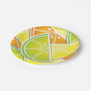 Funky citrus wedges paper plate