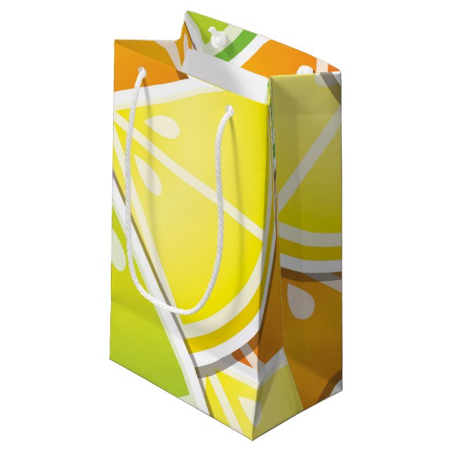 Funky citrus wedges small gift bag (Front Angled)