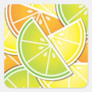 Funky citrus wedges square sticker