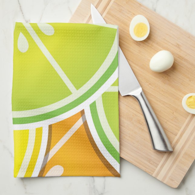 Funky citrus wedges tea towel (Quarter Fold)