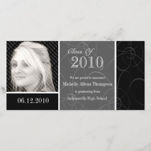 Funky Classic Black Swirls Graduation Photo Card
