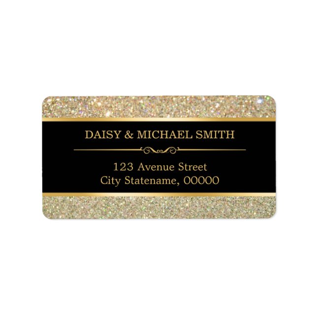 Funky Classy Gold Glitter Sparkles Label (Front)