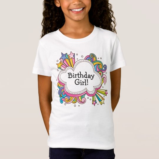 Funky Cloud Birthday Girl T-Shirt