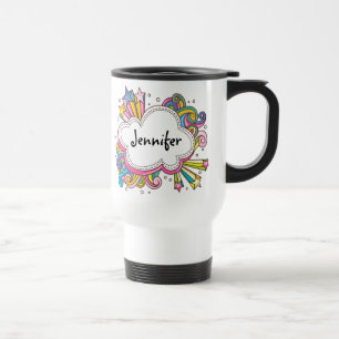 Funky Cloud Personalised Travel Mug