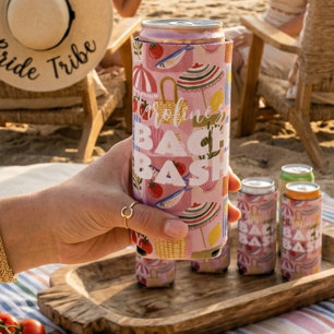 Funky Coastal Sardine Custom Bachelorette  Seltzer Can Cooler