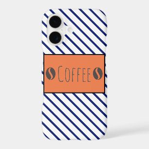Funky Coffee Beans Blue White Stripes